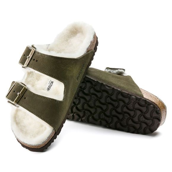 NEW Birkenstock Arizona Shearling Suede Leather Size 38 - Picture 2 of 9